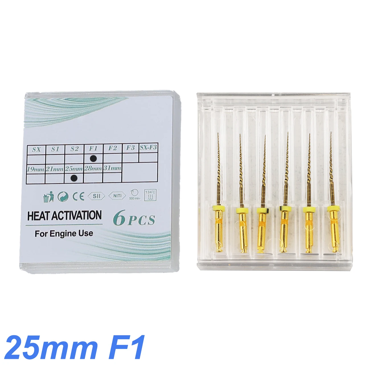 TJDent 6pcs/Box 25mm Dental Endodontic Files Gold Endo File Root Canal Heat Activated Rotary File NITI Instrument Dentistry Tool view 2