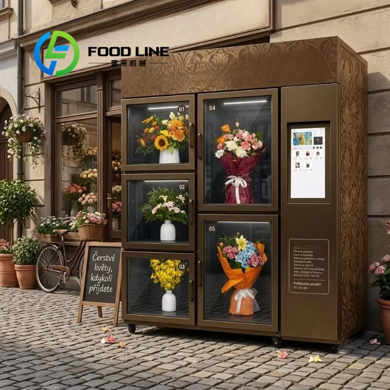 Commercial 24h Flower Vending Machine Quick Cooling Humidity Stable System Self‑service Bouquet Selling Cabinet For Street Store