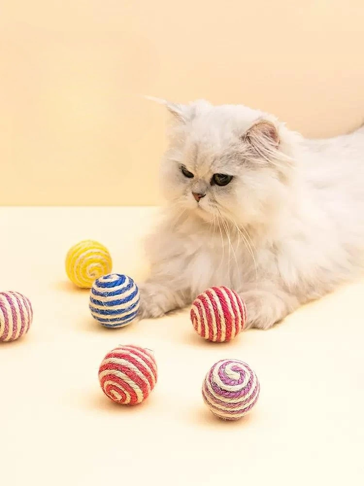 Cat Toys Self High Relief Wool Thread Sisal Ball Tease Cat Stick Grinding Teeth Bite Resistant Pet Kitten Supplies Complete