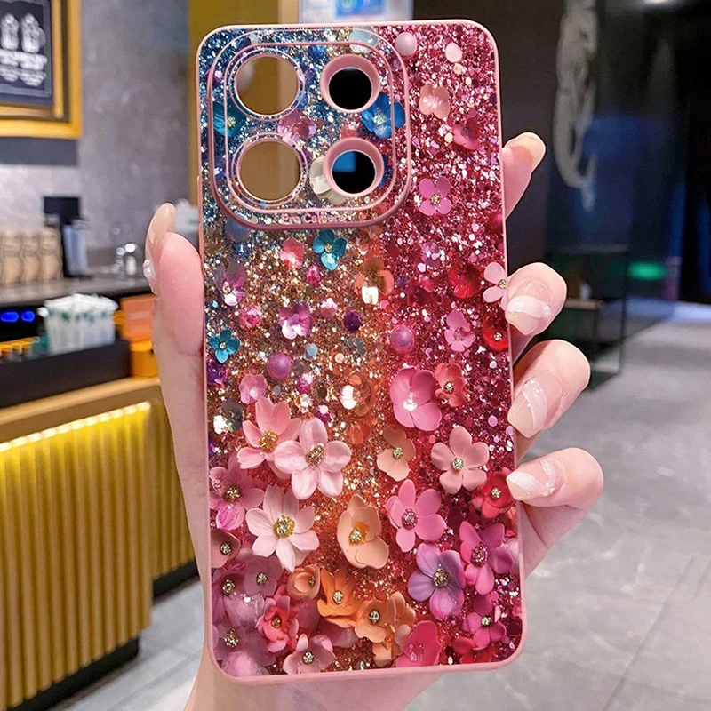

For Xiaomi Poco F7 F6 F5 5G Case Cherry Tulip Floral Pattern TPU Silicone Phone Cover For Poco M6 Pro 4G X3 X5 X6 X7 Soft Funda