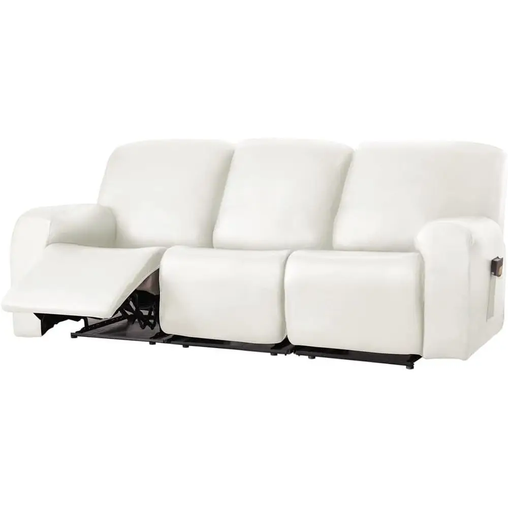 

Чехол для 3-местного дивана-реклайнера из водонепроницаемой искусственной кожи с растяжкой и защитой от скольжения для мебели и детей/животных (белый)