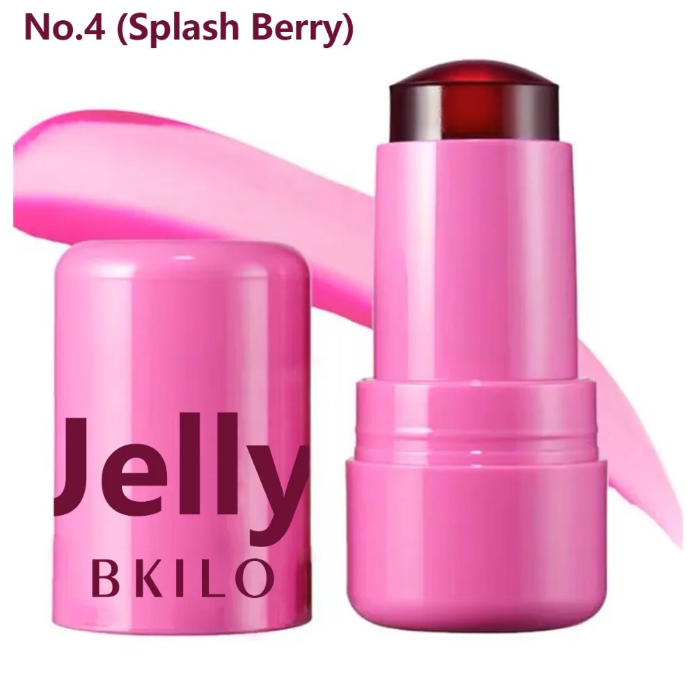 Barra de tinte Jelly rubor para mujer, resistente al agua, 3 en 1, hidratante facial para ojos, brillo de labios mate, larga duración, 4 colores, colorete en polvo, maquillaje