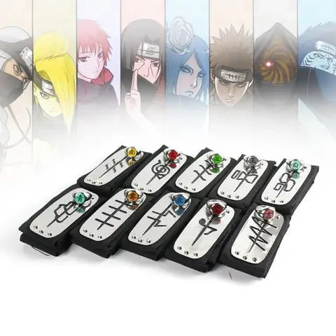 Anime Akatsuki Headband Sasori Uchiha Itachi Ring Sets Cosplay Costumes Props Pain Orochimaru Ninja Accessories