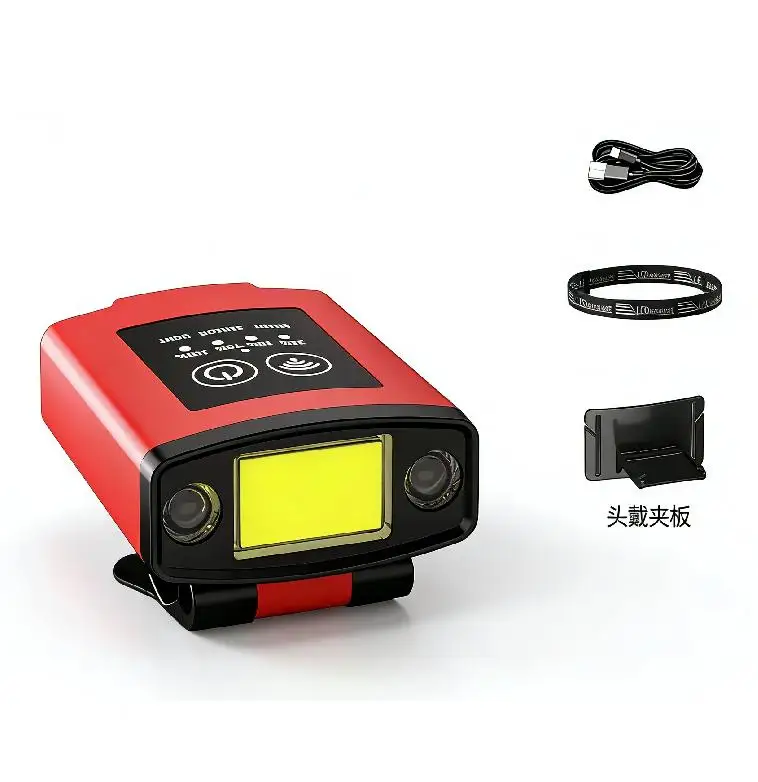 LED Headlamp Rechargeable Motion Sensor Gesture Control White Red Light for Night Fishing Hiking Camping Outdoor