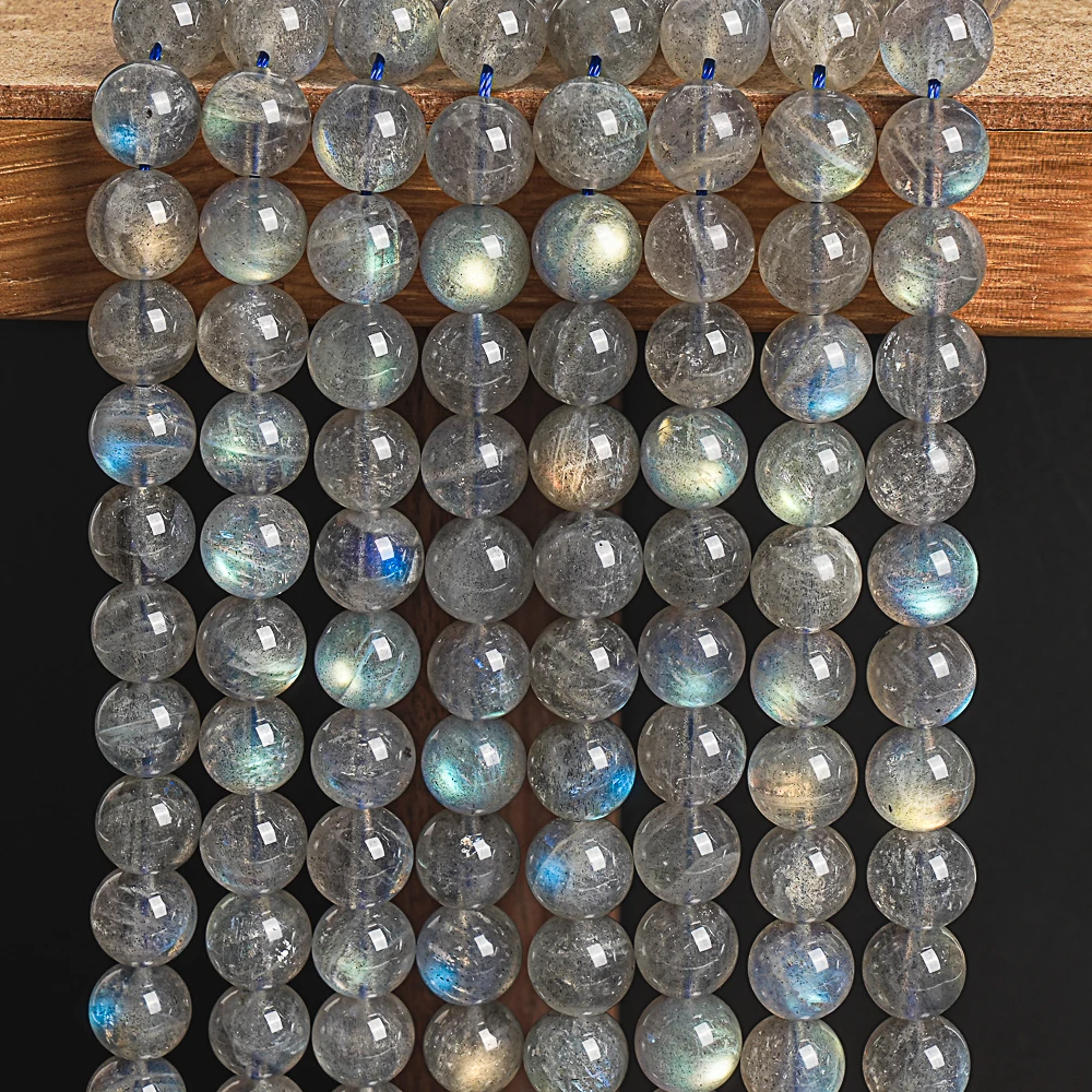 

Natural Labradorite Round Beads Loose Gray Gemstone with Blue Flash Sparkling Stone Beads for Bracelets 4-5mm 5mm 8-9mm