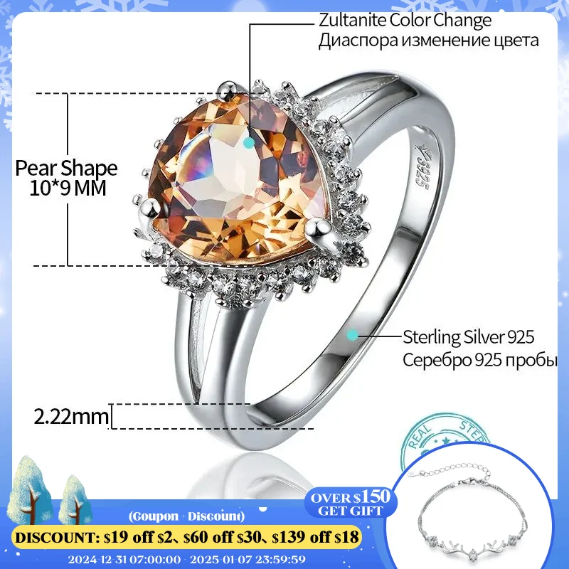 Diaspore изменение цвета Silver Rings for Women Wedding Silver Jewelrys 3 Carats Created Diaspore Color Change Fine Jewelry