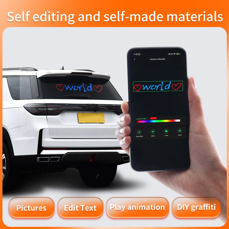 49.2X11cm Flexible Led Car Soft Screen Intelligent Car Sticker On-Board Display Rear Screen Led Expression Screen