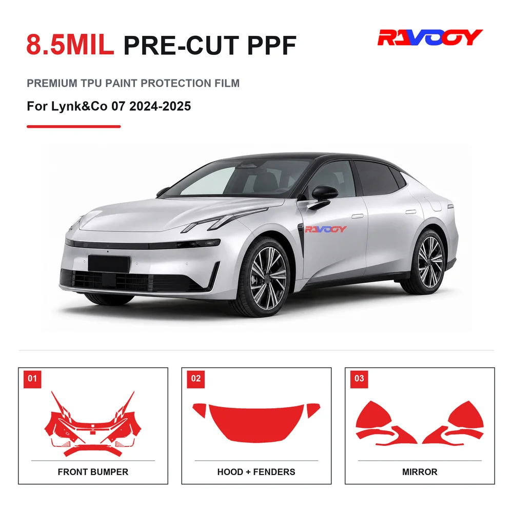 Precut PPF For Lynk&Co 07 2024-2025 8.5mil TPU Clear Paint Protection Film Self Healing Hydrophobic UV Stone Chip Guard