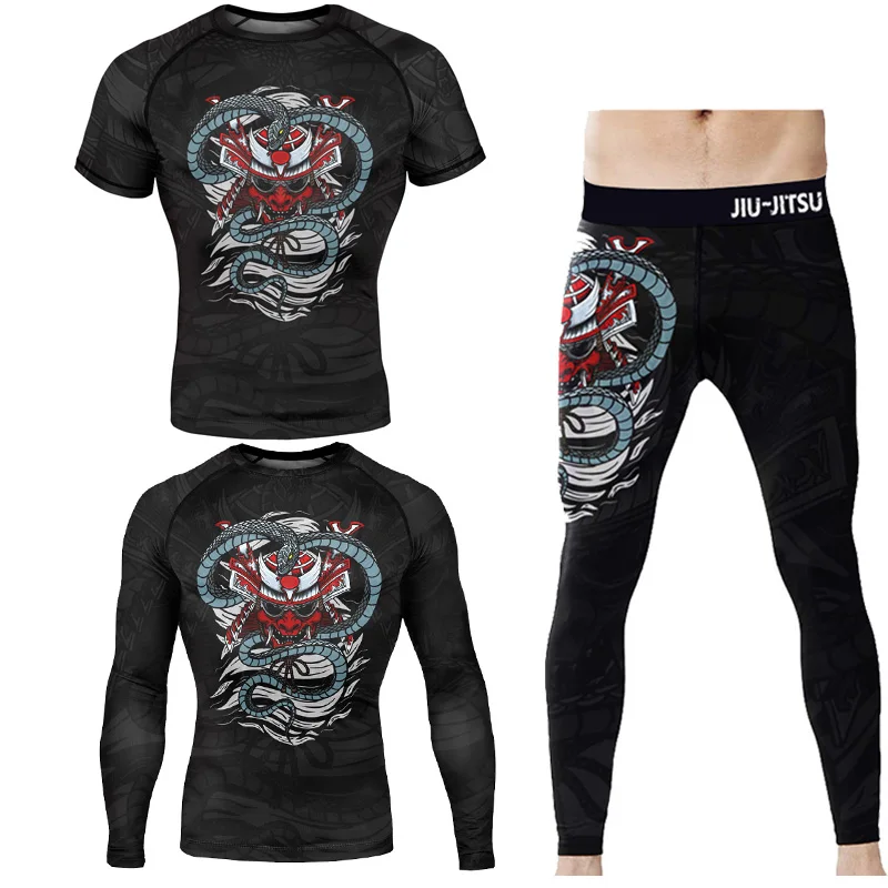 Custom men's shorts, adult tracksuit set, Snake and Warrior Fitness Training T-shirt, MMA Brazilian Jiu-jitsu