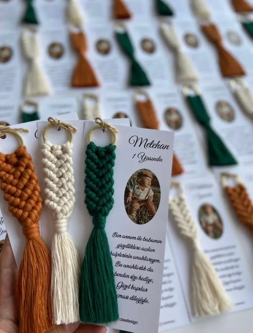 HandMade name custom card picture macrame keychain 50 PCs, personalized custom All Kinds Of gifts Organization And Effective