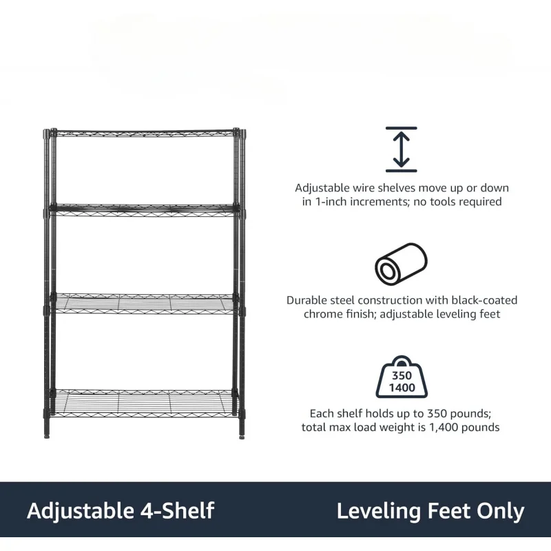 Shelf Adjustable Heavy Duty Steel Wire Rack Storage Shelving Organizer for Kitchen, Garage, 36