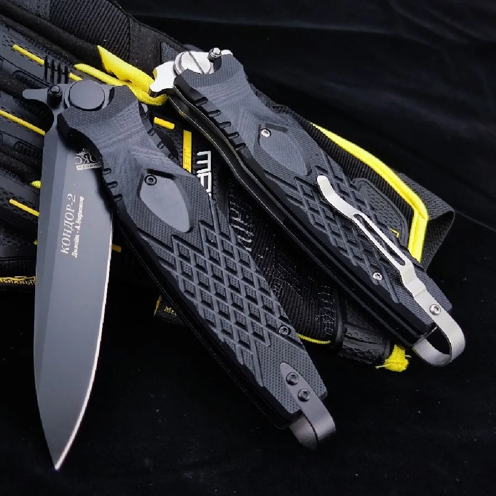 Russian HOKC Rocket Folding Knife D2 Blade Black G10 Handle Pocket Knife Outdoor Hunter Tactical Knife Hiking Survival Tool