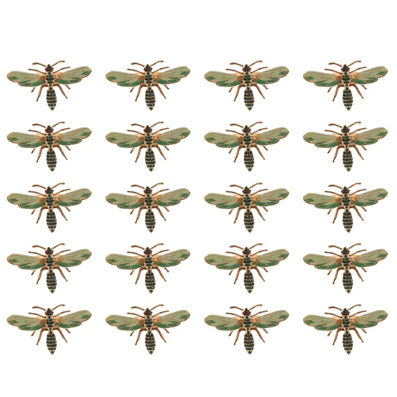 

20Pcs The Bee Napkin Buckle Napkin Ring Alloy Green Insect Dragonfly Drip Diamond Buckle Paper Towels