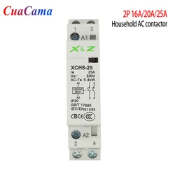 1PCS 2P 16A/20A/25A Ac Din Rail Household Modular Contactor Control Switch 220V/230V 50/60HZ 1NO 1NC 2NO 2NC