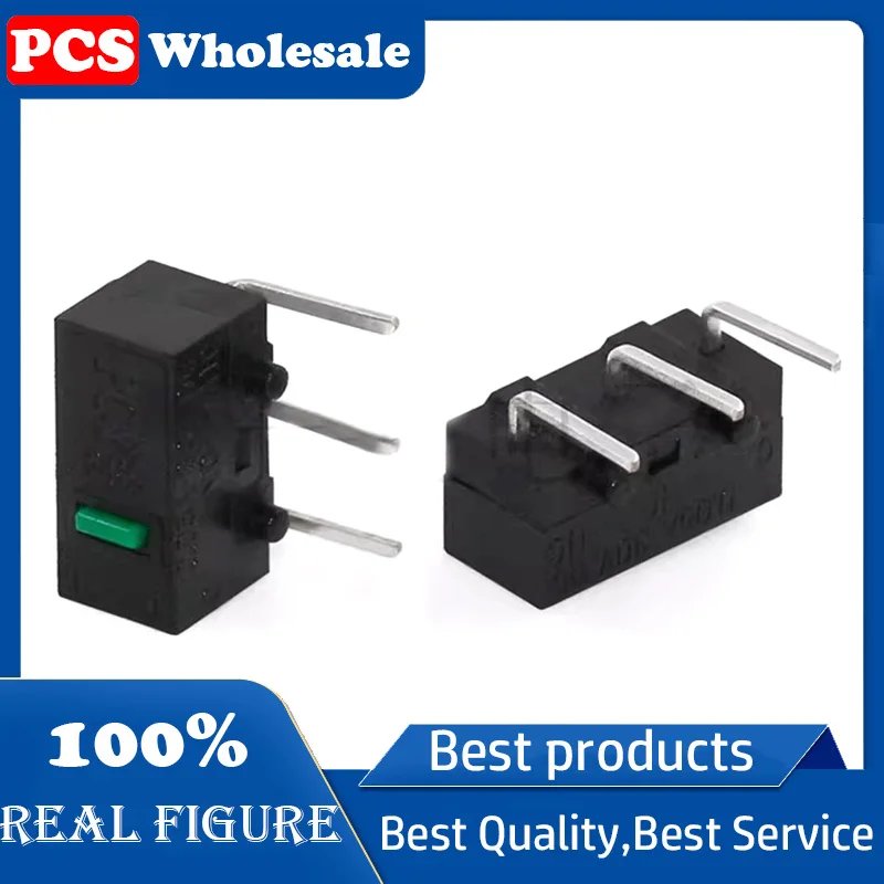 MS-002W three 3-pin bent foot micro mouse switch Green dot Long life click reset button side insert strip