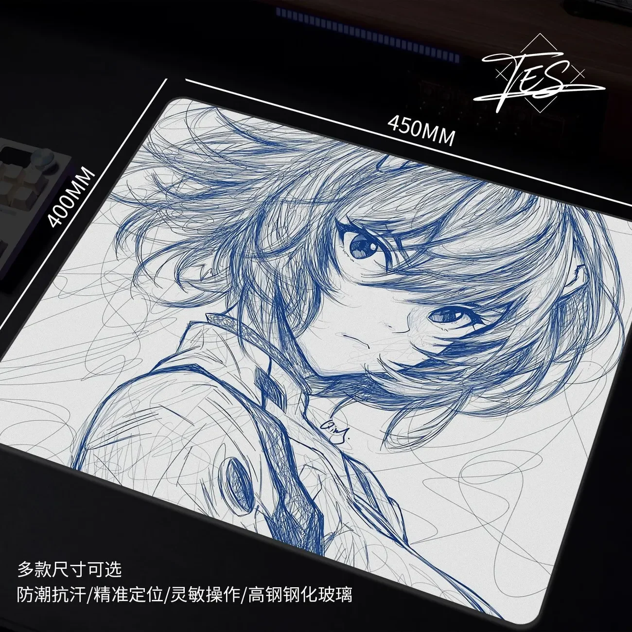 Anime Girl Sexy Sketch Glass Mouse Pad HD Custom Tempered Upgrade Smooth FPS Esports Office Mouse Mat Desktop Computer Desk Pad