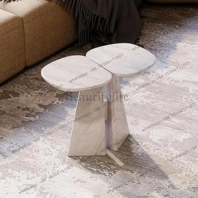 

46Italian Designer Marble Coffee Table, Minimalist Luxury Bedside Table & End Table, Modern Solid Stone Furniture, Customizable