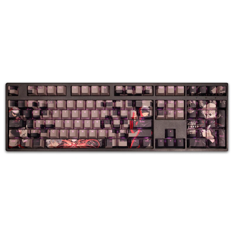 Imagem -06 - Jujutsu Kaisen Satoru Gojo Anime Game Keycaps 108 Teclas Linguagem Rgb Material Pbt Perfil Cereja Caps Teclado Mecânicos