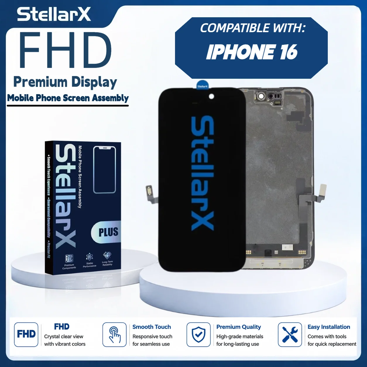 StellarX Display For iPhone FHD High Color Gamut For iPhone16 Screen Replacement Ultra-bright Wide Viewing Angles Vivid Clear