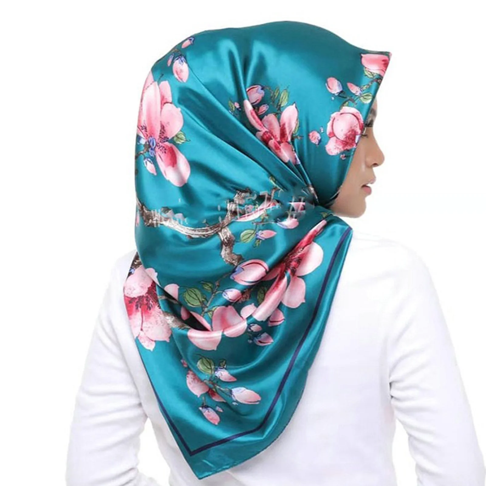 

Летний модный платок для женщин, атласный шелковый шарф с принтом, женский квадратный шаль 90x90 см, бандана, большой хиджаб, шарфы для женщин