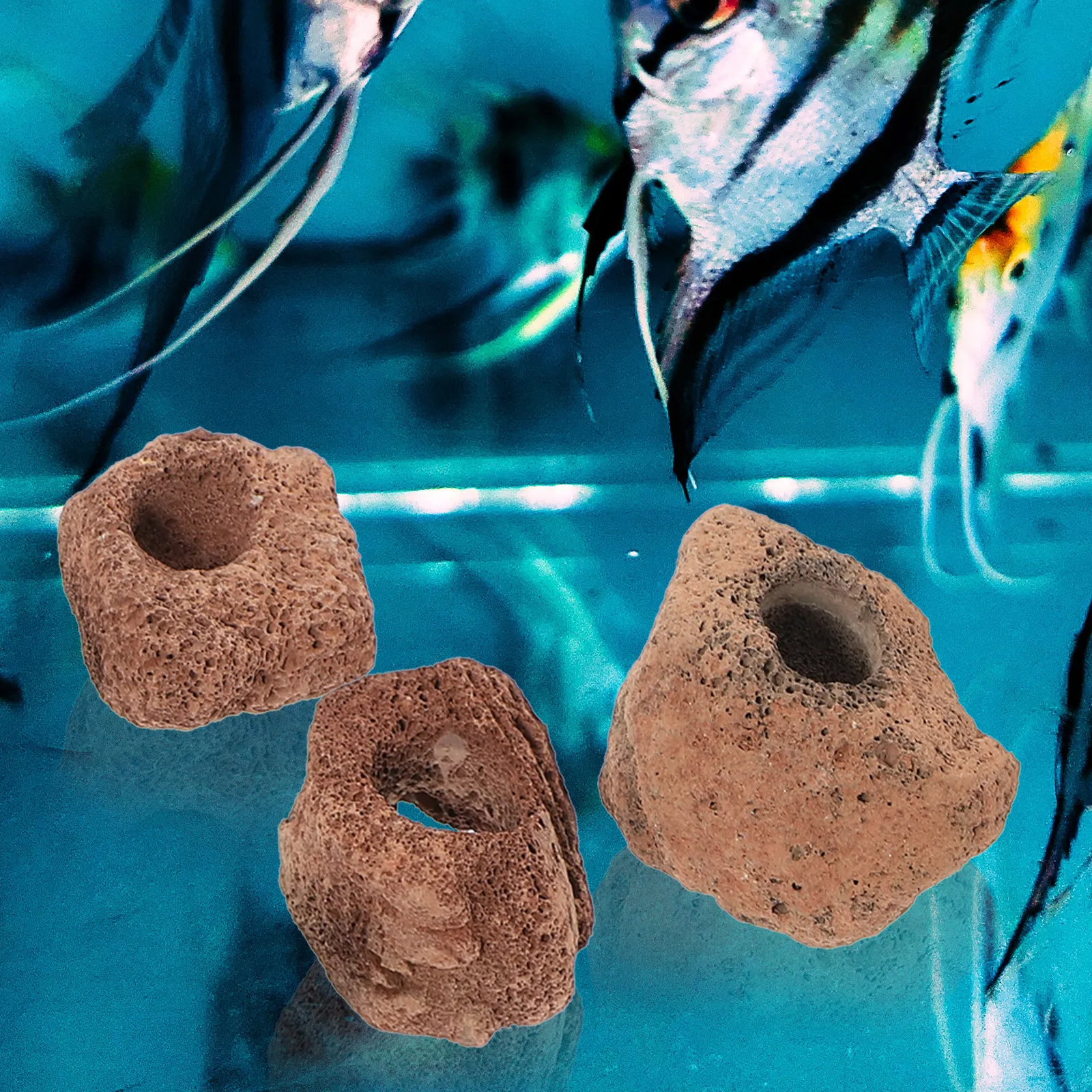 10Pcs Natural Volcanic Rocks Ornament for Aquarium Fish Tank Habitat Stone Cave Shelter Safe for Fresh Salt Water Easy Clean view 4