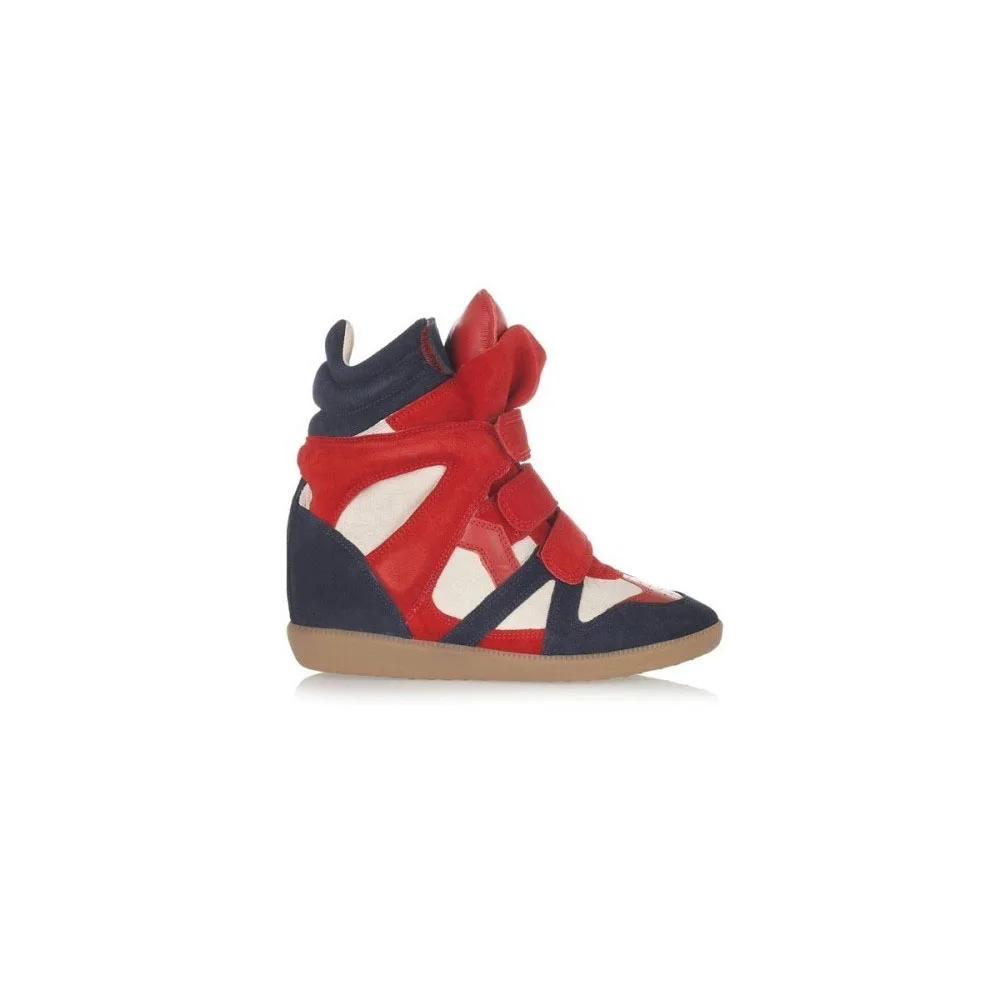 

Women's Bekett Sneakers High-top Wedge Red-Navy Blue Trainers Shoes