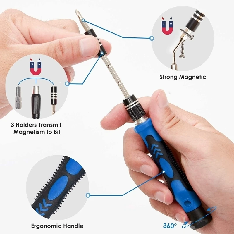142 in 1 Multi-Angle Screwdriver Set, CR-V Precision Bits for Phone, Laptop, Camera, Console, Hex, Cross, Torx Repair Tools Kit