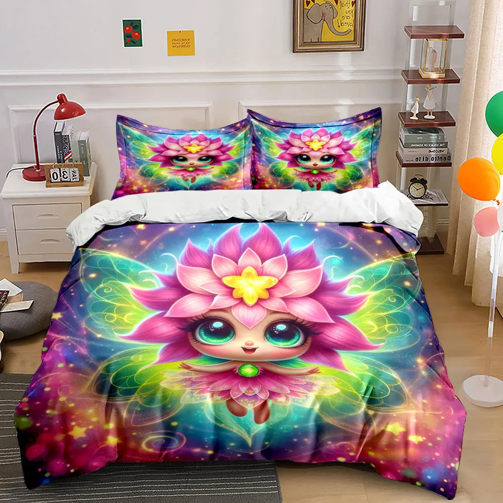 "Fairy Flower Wall Art Set" Multiple sizes kid's and adults' bedroom Exquisite 3PC bedding set, gift
