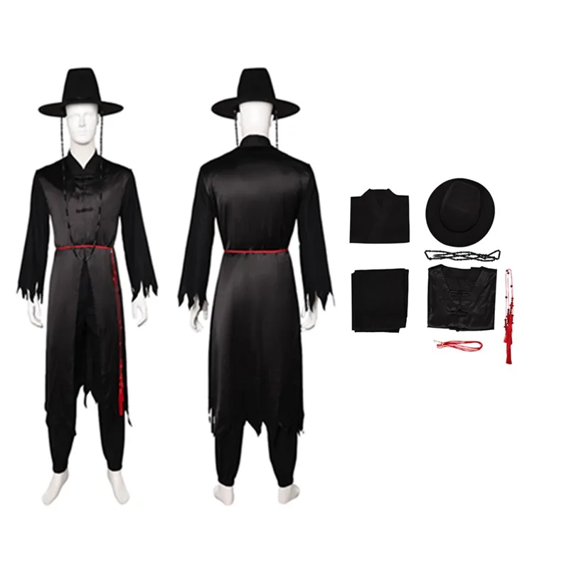 

Demon Jinu Cosplay Saja Boys Coat Hunters Costume K-Pop Fantasia Men Top Pants Belt Hat Outfits Halloween Carnival Party Suit