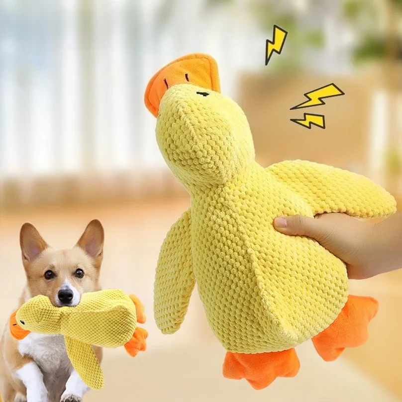 

Squeaky Duck Dog Toy Bite Resistant Grinding Plush Sleep Companion for Small Medium Large Dogs Anxiety Relief Interactive Pet Ch