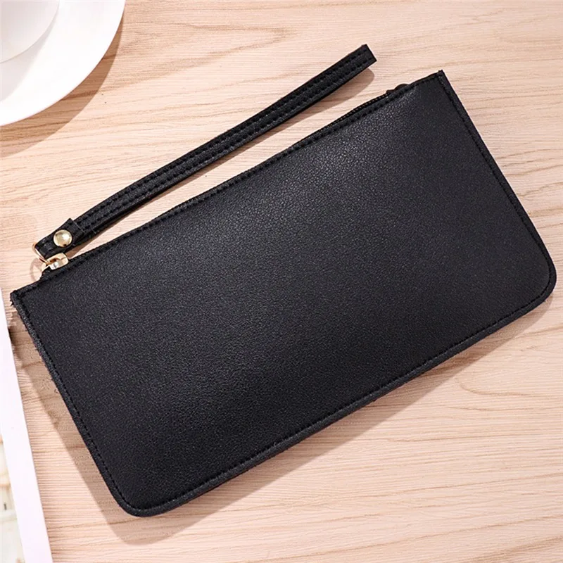 Moda donna PU Leather Zip Clutch Wallet Ladies Phone Storage Bags borsa lunga borsa porta carte di credito 6 colori 2024