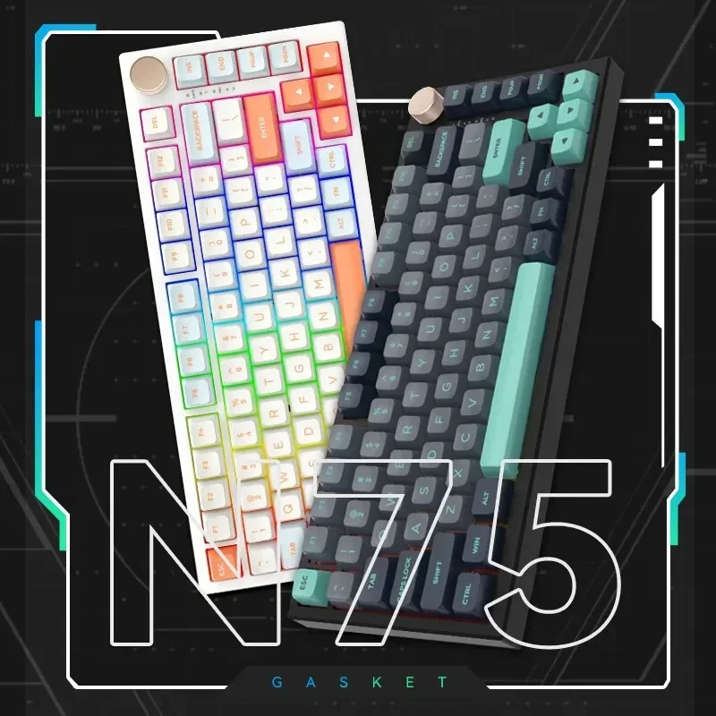Vgn N75 Pro لوحة مفاتيح الألعاب اللاسلكية بلوتوث السلكية 2.4g Hotswap عدم الاتصال RGB لوحة المفاتيح الميكانيكية لملحقات ألعاب الكمبيوتر