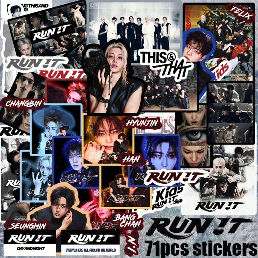 SKZ 71-teiliges wasserfestes Aufkleber-Set – „THIS & THAT“ „RUN IT“ K-POP Doodle-Aufkleber, perfektes Geschenk für STAY