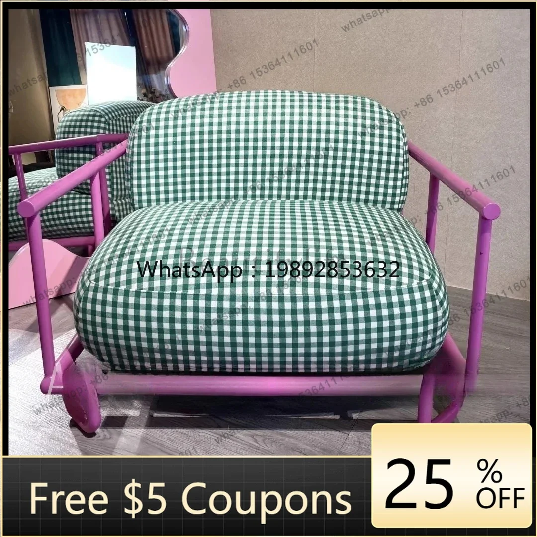 FF Designer sofa niche single chair contrasting color stainless steel sofa high-end fashion home