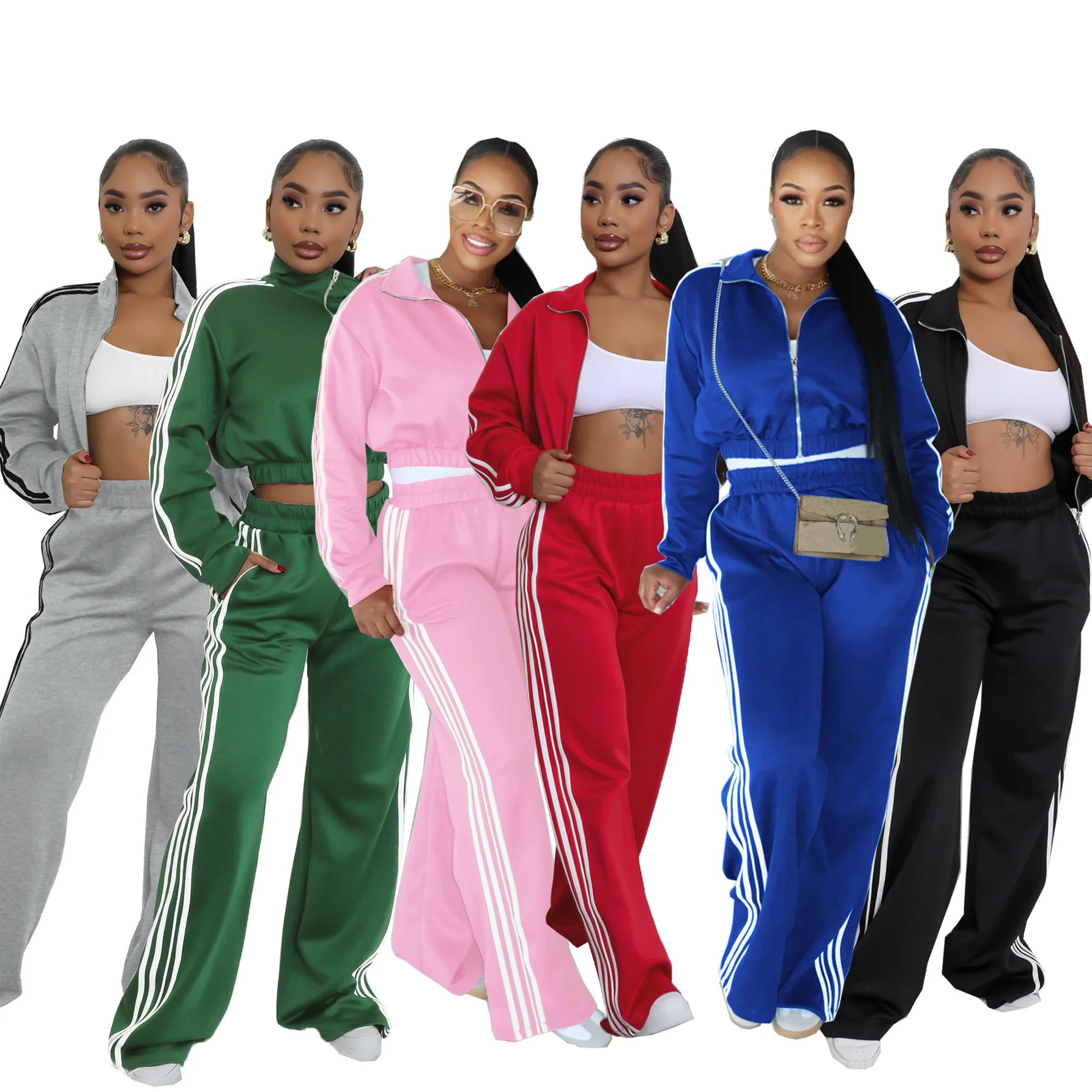 

Pant Set Women Two Piece Sets Matching Sets Jogger Tracksuit Y2k Sweatshirts Striped Long Pants Elastic Waist Sports Sportswear