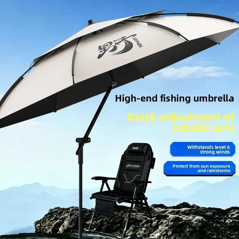 2026 New Wholesale Fishing Umbrella Outdoor Thickened Mechanical Arm Sun Shade Picnic Umbrella Beach Umbrella Sunshade