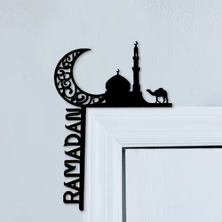 1 Pc Hollow Moon Door Frame Decoration with Door Lintel Letters and Signs, Happy Ramadan, Eid Mubarak Hanging Ornaments Gift