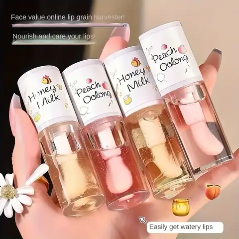 하이드레이팅 피치 우롱 립밤, 오래 지속되는 보습 립 오일, 실키하고 리치한 입술 건조함 방지, 갈라짐 방지, 입술을 부드럽게 해줍니다.