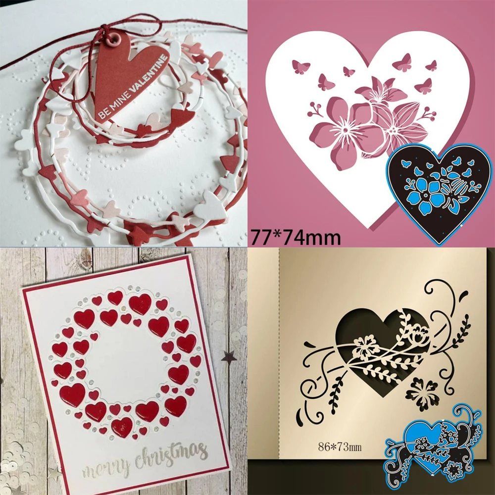 love heart flower metal cutting dies cut die mold Scrapbook paper craft knife mould blade punch stencils dies