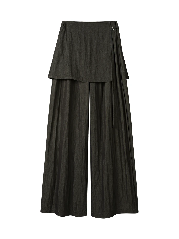 กางเกงทำงานทรงตรงลำลองไซส์ใหญ่ เอวสูงขายาว สไตล์เกาหลี แต่งผ้าแบบแพทช์เวิร์ค สำหรับสาวอวบ  แบบส่วนตัว