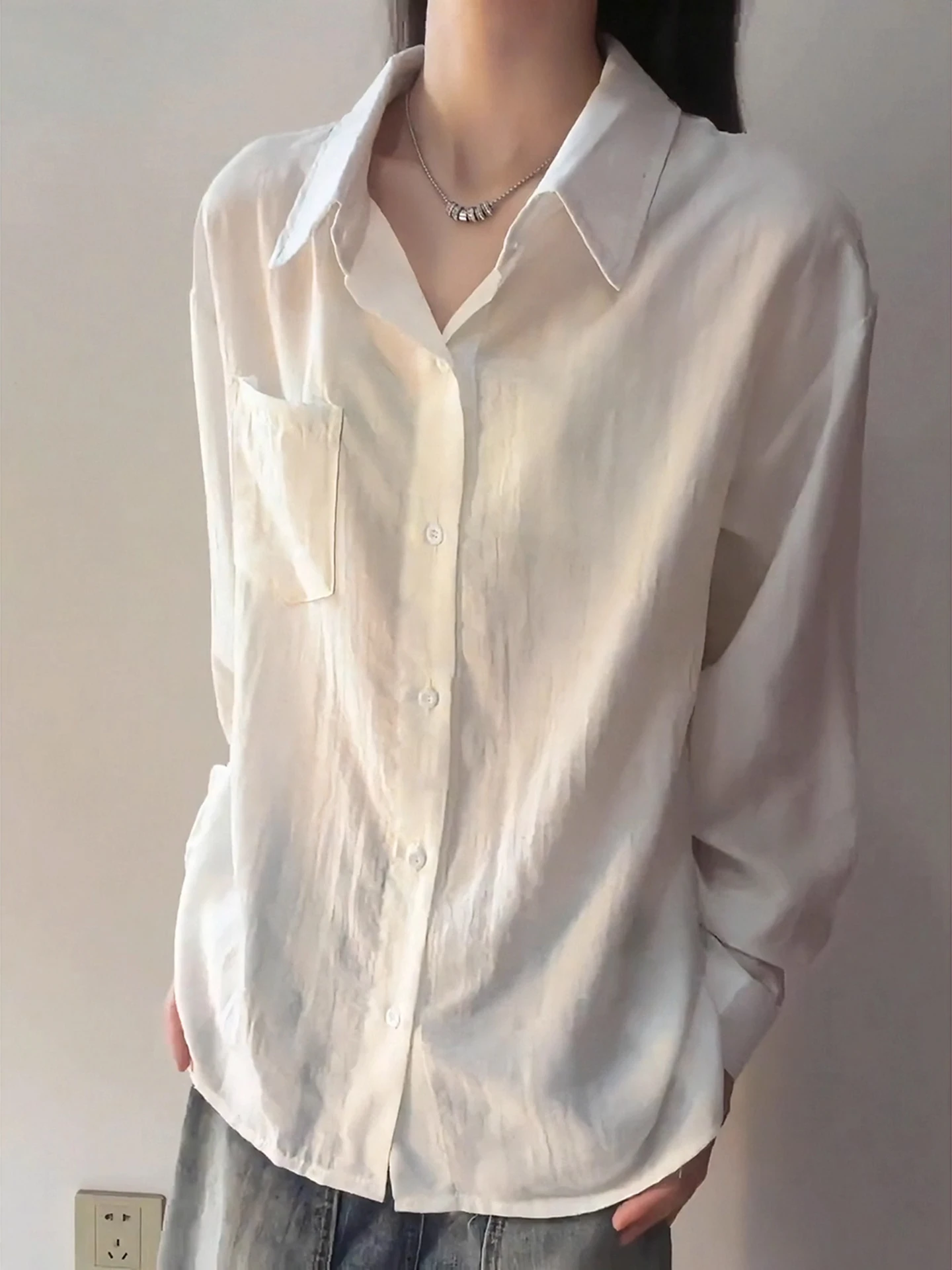 

White Cotton Linen Long Sleeve Men's Shirt Spring Autumn Lazy Loose Style Layering Minimalist Inner Wear Outerwear Jacket