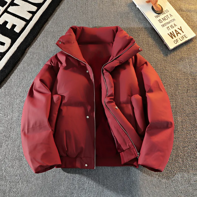 

Winter Man Parka Down Jakcet Thicken Cold-proof Stand Collar Long Sleeve Zipper Male Coat Loose Lightweight Daily Men Outerwear