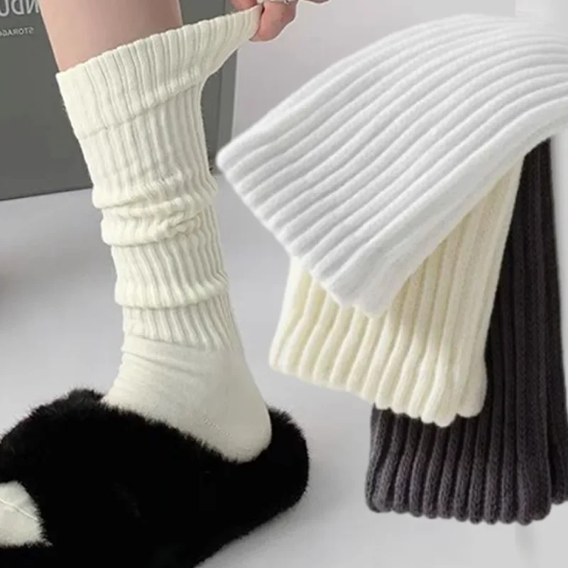 

Y2k Длинные носки в стиле Лолита для женщин, осень-зима, однотонные вязаные теплые носки в стиле Лолиты, женские вязаные крючком носки с манжетами для ботинок, чулки