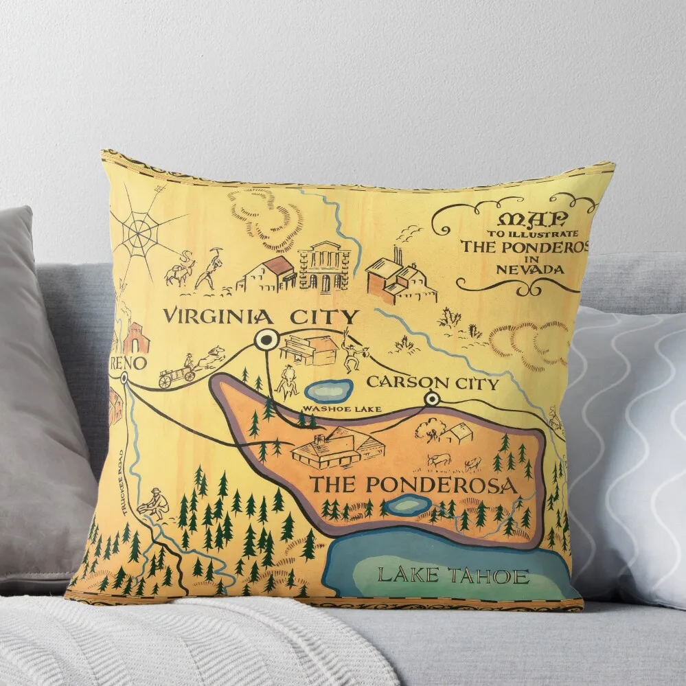 

Map of The Ponderosa from 'Bonanza' Throw Pillow christmas ornaments 2024 Pillow Decor Throw Pillow Covers