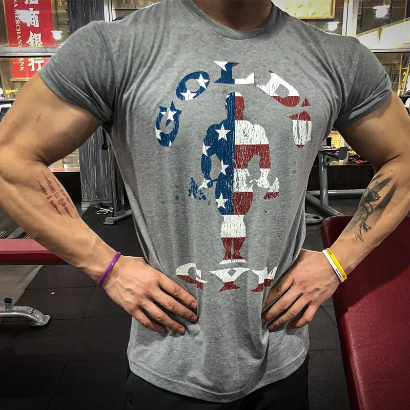 2026 GYM Sport Kurzarm-T-Shirt für Herren, Slim Fit, Schweißabsorbierend, Muskel-Fitness-Trainer, Baumwolle, Schweißabsorbierende Fitnesskleidung
