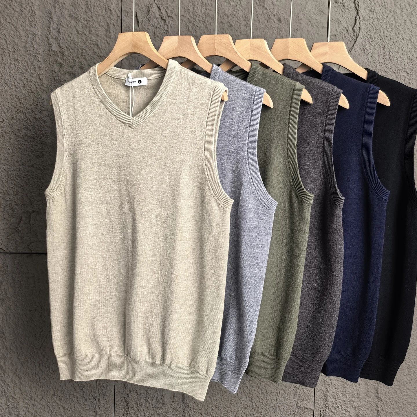 

mat Sle Men's Knitted V-Ne Vest Comfortable Soft Casual Outerwear Multi-Color Autumn Spring Season Polyester Blend