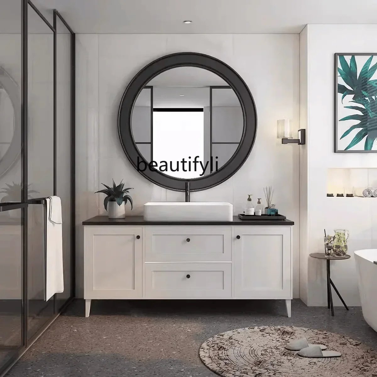 

SS 7304new style Light Luxury Bathroom Cabinet Combination Oak Bathroom Table Hand Washing Washbasin