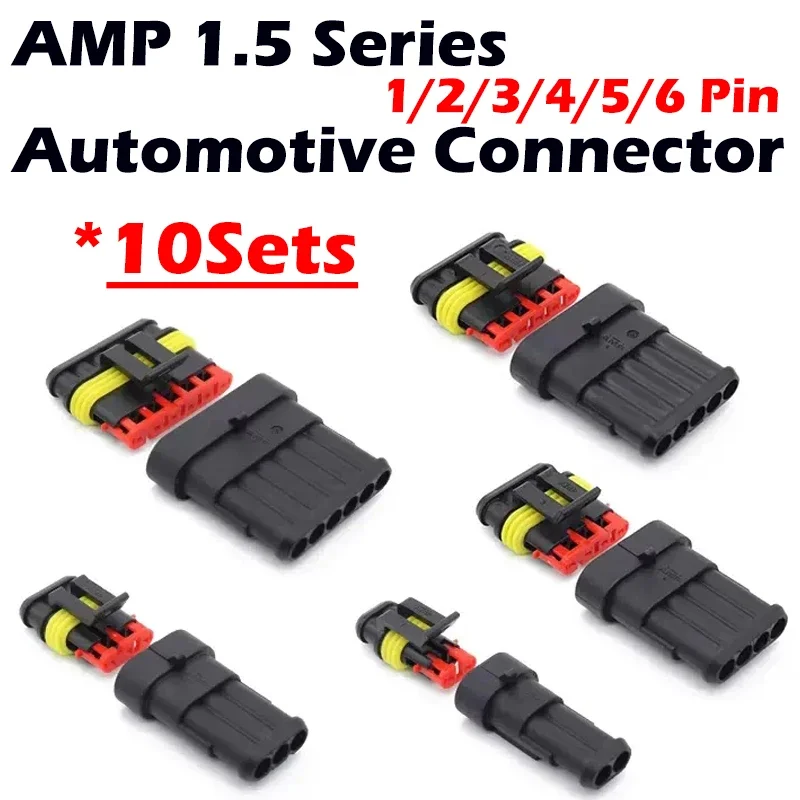 

10 Sets AMP Waterproof Connector 1/2/3/4/5/6 Pin 12A IP68 Electrical Automotive Wire Connector Plug Terminals Truck Car