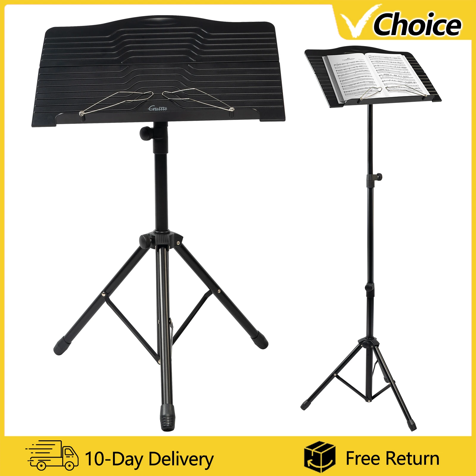 

GUITTO GSS-04 Music Sheet Stand with Carrying Bag Sturdy Aluminum Alloy Folding Tripod Music Stands Holder Height Adjustable