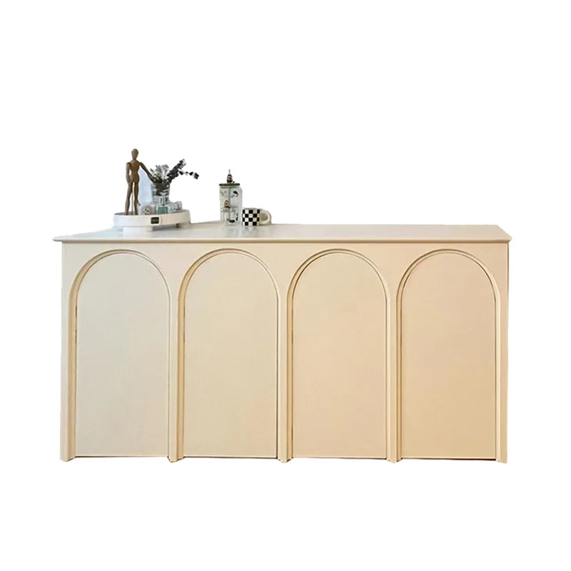 

French retro dining side solid wood decorative arch locker Nordic furniture American light luxury cream white porch cabinet